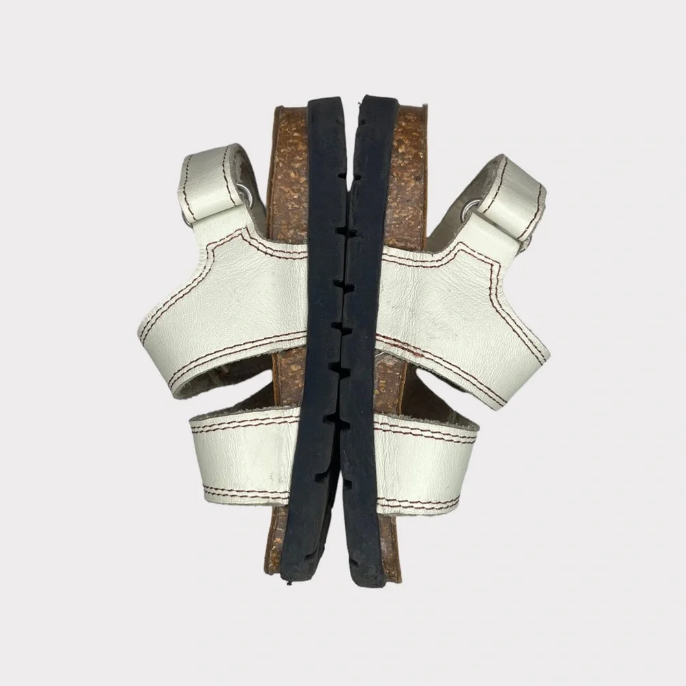 Zara 3 Hook & Loop Strap Cream Sandals